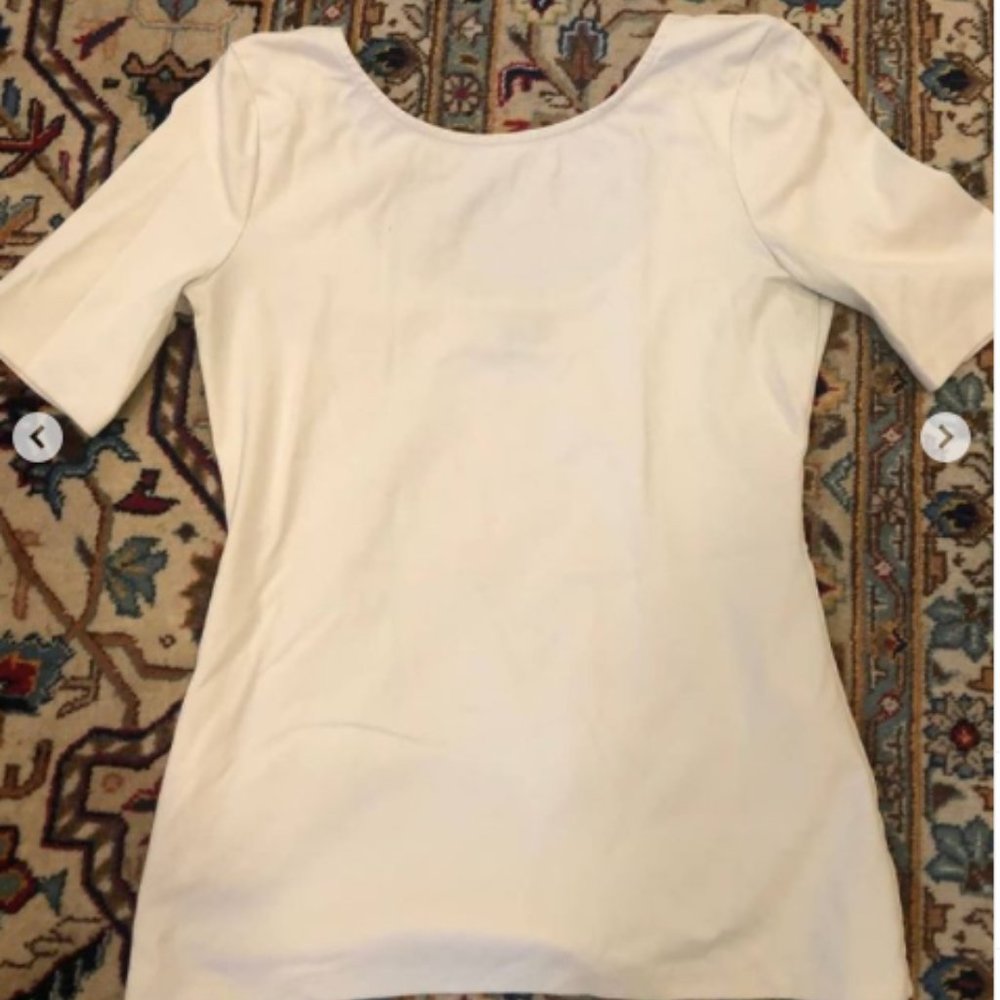 Ann Taylor Off-White Scoop Back Short sleeve top